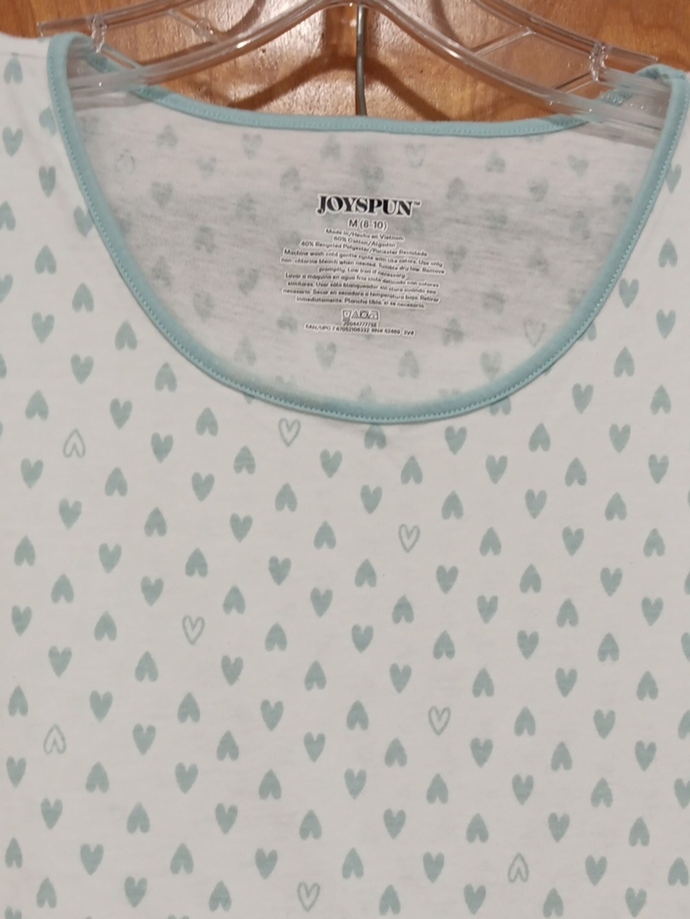 Joyspun Medium  Mint Heart Print Pajamas